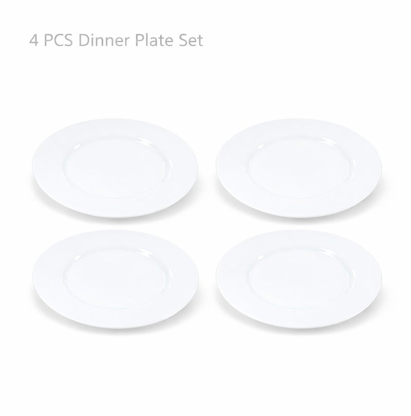 Luminarc White Ceramic Dinner Plate Set of 4– 24cm Round Plates  Durable Everyday Dining Plates for Home Hotel & Restaurant Use